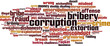 Corruption word cloud concept. Vector illustration