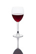 red wine glass with reflection, isolated