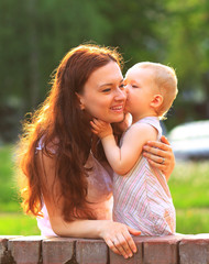 young mother and baby outdoor