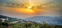 Panoramic Look Of Northen Israel During Sunset