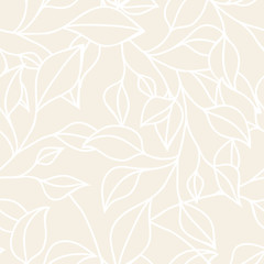 Poster - Floral seamless pattern with leaf. Vector neutral pastel  backgr