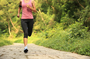 Wall Mural - fitness woman runner running on trail