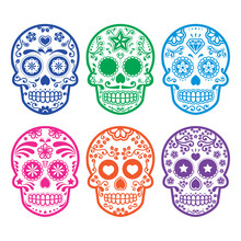 Mexican Sugar Skull, Dia De Los Muertos Icons Set