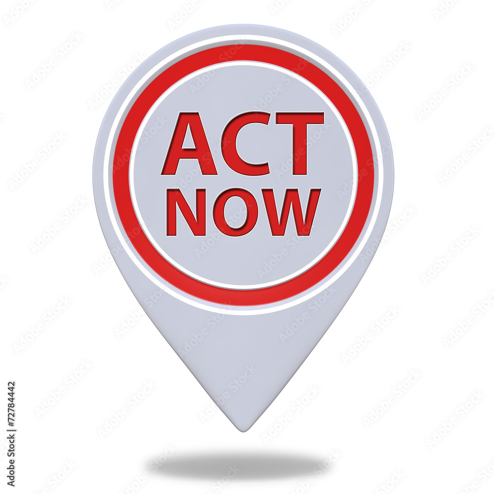 Act now pointer icon on white background