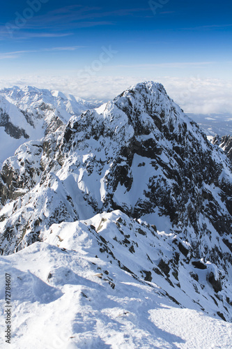 Obraz w ramie Góry tatry pokryte śniegiem