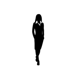 Canvas Print - vector business woman black silhouette walk step forward