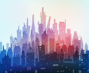 Wall Mural - City background made of different building silhouettes