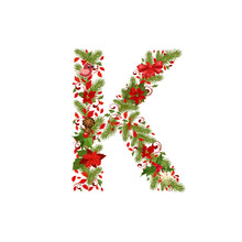 Christmas Floral Tree Letter K