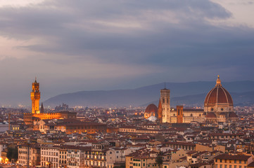 Wall Mural - Night panorama of Florence in the beautiful framing