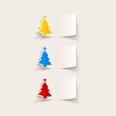 Sticker - realistic design element: christmas tree