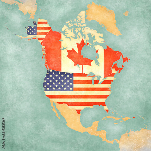 mapa-ameryki-polnocnej-usa-i-kanady-vintage-series