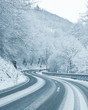 Winter Driving - Curvy Snowy Country Road