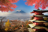 Fototapeta  - Mt. Fuji with fall colors in Japan.