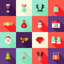 Christmas Square Flat Icons Set 2