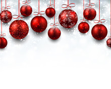 Arc Background With Red Christmas Balls.