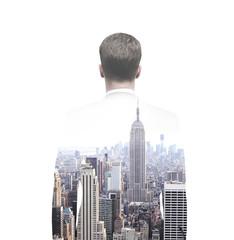 Wall Mural - businessman and city