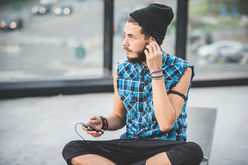 young handsome bearded hipster man