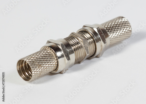 Fotografía Closeup of the barrel connector on a coaxial cable
