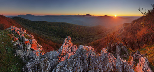 Nature mountain sunset - panoramic, Slovakia, Male Karpaty