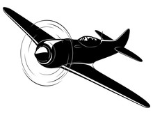 Vector Silhouette Of The Old Fighter Plane