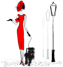 Lady With Black Dog
