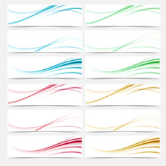 abstract web colorful line header footer set
