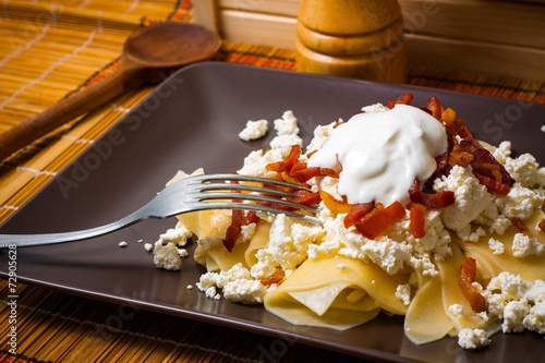 Hungarian Cuisine Pasta With Cottage Cheese With Fork Buy This