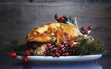 Festive Thanksgiving Or Christmas Roast Turkey Chicken 