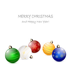 Wall Mural - Christmas balls on white background