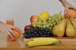 Fresh fruits, citrus, apple, bananas, orange, pears, grapes