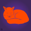 Red sleeping fox silhouette