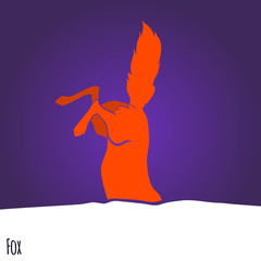 Wall Mural - Red hunting fox silhouette