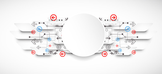 Abstract technological background with various technological ele
