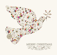 Vintage Christmas Peace Dove Greeting Card