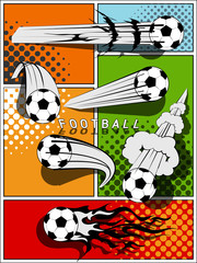 Wall Mural - Set of football - comic style