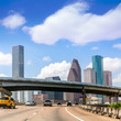 Houston skyline at Gulf Freeway I-45 Texas US