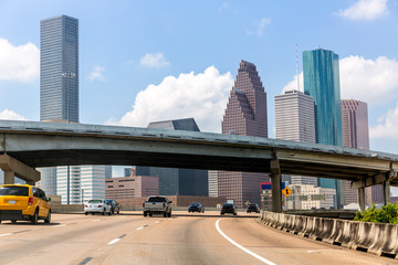 Fototapete - Houston skyline at Gulf Freeway I-45 Texas US