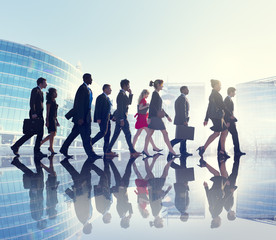 Poster - Group of Business People Walking Back Lit Concepts