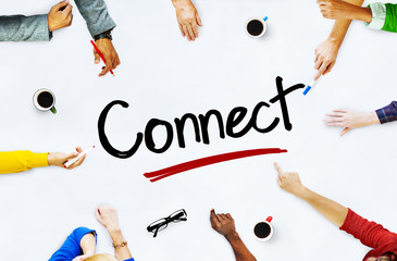 multi-ethnic group of people and connect concepts