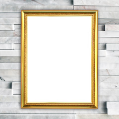 Canvas Print - golden frame on modern marble wall backgrond