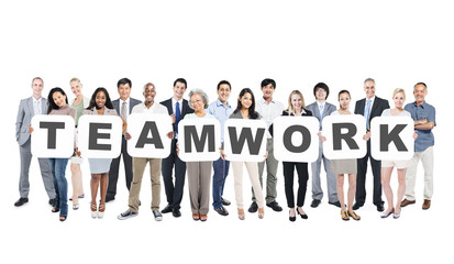 Sticker - Multi-Ethnic Business People Holding Teamwork