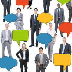 Wall Mural - Business People and Empty Speech Bubbles