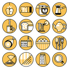 Poster - Food icons flat line set