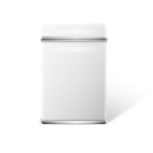 Vector Object. White Square Tin Packaging
