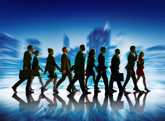 Sticker - Business People Corporate Travel Walking City Concept