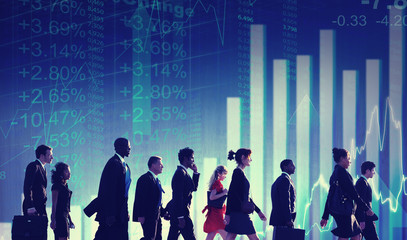 Wall Mural - Group of Business People Stock Market Concept