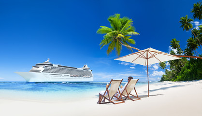 Wall Mural - A couple relaxing on the beach