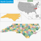 Fototapeta Mapy - North Carolina map