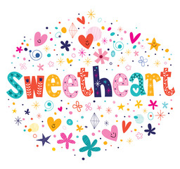 Wall Mural - sweetheart typography lettering decorative text card design