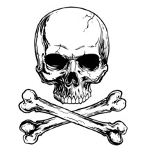 Black And White Skull And Crossbones Isolated